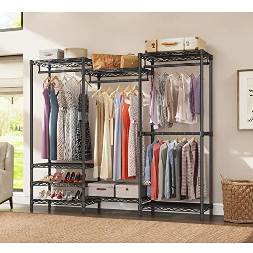 VIPEK V5 Portable Closet Wardrobe Heavy Duty Clothes Rack, Freestanding Clothing Rack With 4 Hang Rods & 8 Shelves, Adjustable Custom Closet Rack, 68.9" L X 15.7" W X 76.4" H, Max Load 800LBS, Black 2 VIPEK V5 Portable Closet Wardrobe Heavy Duty Clothes Rack, Freestanding Clothing Rack With 4 Hang Rods & 8 Shelves, Adjustable Custom Closet Rack, 68.9" L X 15.7" W X 76.4" H, Max Load 800LBS, Black - Image 2