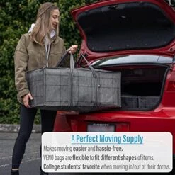 VENO 4 Pack Heavy Duty Extra Large Storage Bag, Moving Bag, Clothes Organizer, For Blanket, Comforter, Bedroom Closet, Dorm Room Essentials, Moving Supplies, Storage Tote, Reusable And Sustainable (BLK Windowpane - Set Of 4)… -Songmics Furniture Shop 51eJ8JcRz9L