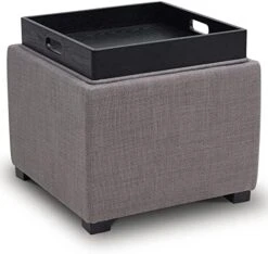 CHITA Storage Ottoman Cube With Tray,Footrest Stool Seat Serve As Side Table, Fabric In Flax -Songmics Furniture Shop 51eKlDhrfVL. AC
