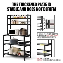 YGBH 5-Tier Kitchen Bakers Rack With Hutch,Coffee Station,Microwave Oven Stand,Utility Storage Rack For Home Office,Easy Assembly,Rustic Brown And Black (Black),JZWBL001,Small -Songmics Furniture Shop 51eOtVbxNxS