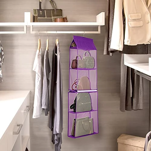 TABITORA Detachable Hanging Handbag Organizer Easy Unpack Hanging Organizer For Bags Purple 1 TABITORA Detachable Hanging Handbag Organizer Easy Unpack Hanging Organizer For Bags Purple