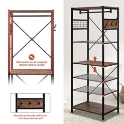 KELIXU Freestanding Coat Rack With Shoe Storage, Industrial Hall Tree Entryway Closet Organizer Shelf And Hooks, Closet Garments Shelf On Wheels For Hallway, Bedroom(Rustic Brown) 8 KELIXU Freestanding Coat Rack With Shoe Storage, Industrial Hall Tree Entryway Closet Organizer Shelf And Hooks, Closet Garments Shelf On Wheels For Hallway, Bedroom(Rustic Brown) -Songmics Furniture Shop 51eVoZwNdXL
