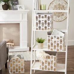 DII Non Woven Polyester Storage Bin, Metallic Pineapple, White & Gold, Small Set Of 4 -Songmics Furniture Shop 51eY55LhCgL