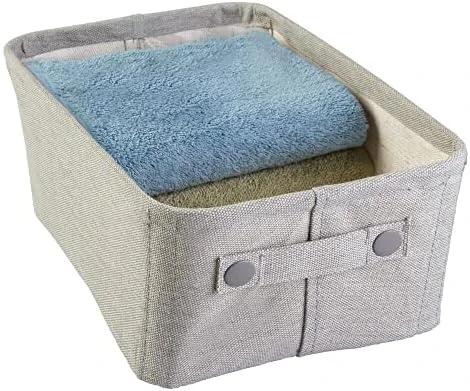 MDesign Narrow Fabric Storage Bin Basket With Handles For Bathroom Closet, Vanity, Cabinet, Cubby, Countertop, Tall Slim Baskets For Towels, Toilet Tissue, Crane Collection - Light Gray 5 MDesign Narrow Fabric Storage Bin Basket With Handles For Bathroom Closet, Vanity, Cabinet, Cubby, Countertop, Tall Slim Baskets For Towels, Toilet Tissue, Crane Collection - Light Gray - Image 5