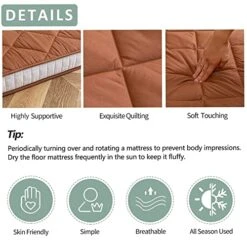 MAXYOYO Japanese Floor Futon Mattress Queen Size, Floor Mattress For Adults Queen Bed Mattress Roll Up Folding Floor Bed, Diamond Patterned Japanese Futon Bed, Coffee -Songmics Furniture Shop 51eZFAoLn4L