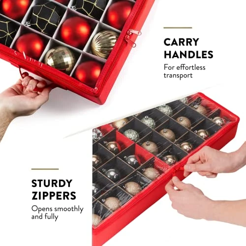 ZOBER Christmas Ornament Storage - 25.2x12.6x3.35 Inch Ornament Tray Organizer Boxes W/Dividers - Compartments For Fragile Ornaments And Holiday Decoration - Red 6 ZOBER Christmas Ornament Storage - 25.2x12.6x3.35 Inch Ornament Tray Organizer Boxes W/Dividers - Compartments For Fragile Ornaments And Holiday Decoration - Red - Image 6