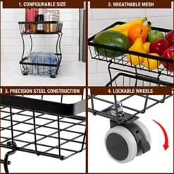 Asani Slim Kitchen Organization Shelf Rack, Convertible 4 Tier Wire Rack Shelving With Wheels, Works As Bathroom Shelf Organizer, Spice Rack Organizer, Wire Fruit Basket, Laundry Room Storage -Songmics Furniture Shop 51ebTZlCyyL