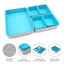 Welaxy Drawer Organizers Bins Felt Storage Bin Office Organizer Shallow Small Desk Organizer Trays Draw Dividers 7-piece (Turquoise) 18 Welaxy Drawer Organizers Bins Felt Storage Bin Office Organizer Shallow Small Desk Organizer Trays Draw Dividers 7-piece (Turquoise) -Songmics Furniture Shop 51ecPpfNv0L