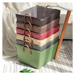 ZHYLing Handmade Basket Basket Fabric Laundry Bag Storage Bag Snacks Books Sundries Container Household Goods Storage Box Rattan Rattan Storage Rattan (Color : Multi) -Songmics Furniture Shop 51ef3Xcd4TL