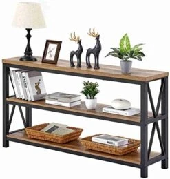 FATORRI Industrial Console Table For Entryway, Wood Sofa Table, Rustic Hallway Tables With 3-Tier Shelves For Living Room (55 Inch, Rustic Oak) -Songmics Furniture Shop 51efF Me7QL. AC