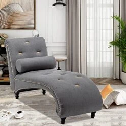 ALISH Chaise Lounge Indoor Upholstered Chaise Lounge Chair Modern Recliner Sofa Sleeper Sofa For Living Room, Bedroom Gray 11 ALISH Chaise Lounge Indoor Upholstered Chaise Lounge Chair Modern Recliner Sofa Sleeper Sofa For Living Room, Bedroom Gray -Songmics Furniture Shop 51eiaarMEGL