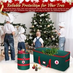 YaNovate Christmas Tree Storage Bag Set 2-Pieces Heavy Duty Tree Bag Fits Up To 7.5 Ft Tall Christmas Artificial Tree With Reinforced Handles & Sleek Dual Zipper Waterproof Protects From Moisture & Dust -Songmics Furniture Shop 51eik2JwEcL