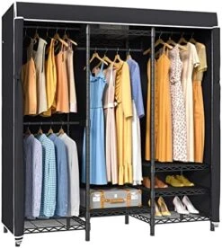 VIPEK V5C Heavy Duty Covered Clothes Rack Portable Bedroom Armoires Rack, Black Metal Clothing Rack With Black Cover, Adjustable Custom Freestanding Closet Wardrobe, Max Load 800LBS -Songmics Furniture Shop 51eku9vNHbL. AC