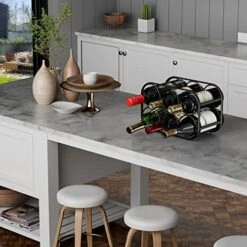 Buruis 6 Bottle Countertop Wine Rack - Wine Holder For Red White Wine Storage - Freestanding Metal Wine Rack - Modern Tabletop Bottle Holder - Black -Songmics Furniture Shop 51elyk7fIVL