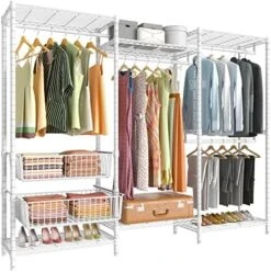 VIPEK V10 Wire Garment Rack 5 Tiers Heavy Duty Clothes Rack With 4 Hanging Rods, 6 Wire Shelves & 2 Slid Storage Baskets, Large Size Clothing Rack 85.4" W X 15.7" D X 76.4" H, Max Load 800 LBS, Black -Songmics Furniture Shop 51em2Q2KHRL. AC