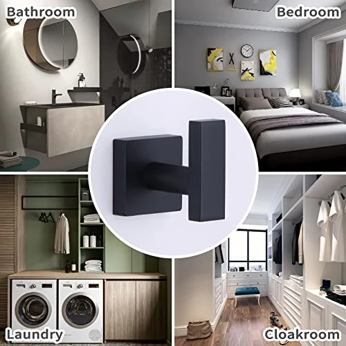 Angle Simple Bathroom Towel Hook, Stainless Steel Bath Towel Holder, Kitchen Towel Rack, Heavy Duty Garage Wall Hook, Single Robe Coat Hook Matte Black 3 Angle Simple Bathroom Towel Hook, Stainless Steel Bath Towel Holder, Kitchen Towel Rack, Heavy Duty Garage Wall Hook, Single Robe Coat Hook Matte Black - Image 3