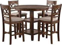 New Classic Furniture Cori 5-Piece Round Counter Dining Set With 1 Dining Table And 4 Chairs, 42-Inch, Bisque -Songmics Furniture Shop 51eqF yumtL. AC