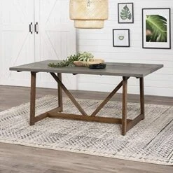 Walker Edison Modern Farmhouse Small Kitchen Furniture Dining Room Table Wood, 72 Inch, Grey And Brown -Songmics Furniture Shop 51eqar4p2bL. AC 1
