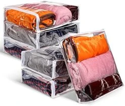 6 Packs Clear Zippered Storage Bags Sweater Storage Bags Plastic Storage Bags For Blankets Clothes Bed Sheet Organizer With Zipper For Closet Linen Sweater Bed Sheet Clothes Pillow (16 X 14 X 4 Inch) -Songmics Furniture Shop 51evAfdXVL. AC