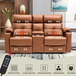 Consofa Power Reclining Loveseat, Recliner Loveseat With Center Console, Reclining Loveseat With Heat And Massage, Double Recliner Loveseat With Cup Holders, Lumbar Support For Living Room -Songmics Furniture Shop 51ewKRAKxQL