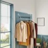 Tajsoon Over The Door Closet Valet, Expandable & Adjustable Over The Door Clothes Organizer Rack And Door Hanger For Clothing Or Towel, Drying Clothes, Bathrooms, Fits Doors Up To 1¾”, Metal, White