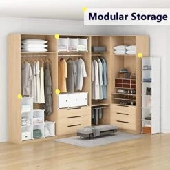 Aeitc Portable Wardrobe Closets 14"x18" Depth Bedroom Armoire, Clothes Storage Organizer With Doors, 8 Cubes, White -Songmics Furniture Shop 51eyu4pGZBL