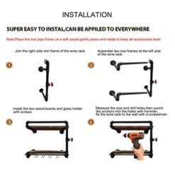 Industrial Wall Mounted Wine Racks With 4 Stem Glass Holder,24inch Rustic Metal Hanging Wine Holder Glass Rack,2-Tiers Floating Bar Shelves Bottle Holder Storage Shelves,Wood Shelves Wall Shelf 5 Industrial Wall Mounted Wine Racks With 4 Stem Glass Holder,24inch Rustic Metal Hanging Wine Holder Glass Rack,2-Tiers Floating Bar Shelves Bottle Holder Storage Shelves,Wood Shelves Wall Shelf -Songmics Furniture Shop 51ez0ctZUdL