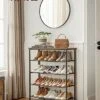 VASAGLE Shoe Rack, 5 Tier Shoe Storage Rack For 12-16 Pairs Of Shoes, Shoe Organizer For Entryway, With 4 Fabric Shelves And Wooden Top, Steel Frame, Industrial, Rustic Brown And Black ULBS036B01