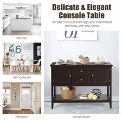 Giantex Buffet Sideboard, Wood Storage Cabinet, Console Table With Storage Shelf, 2 Drawers And Cabinets, Living Room Kitchen Dining Room Furniture, Wood Buffet Server (Coffee Brown) -Songmics Furniture Shop 51ezwPbzYlL