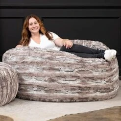 Jaxx 5 Foot Saxx Bean Bag Chair For Adults - Luxe Faux Fur, Silver Fox -Songmics Furniture Shop 51f1pTXHDRL. AC