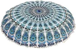 Rajasthaniartdecor Round Pouf Cover Cushion Cotton With Pom Meditetion Seating For Living Dorm Room Color Size 32 Inch Inches (Cover Only) (Blue Gold), RADC003-V, Inches(80 Cm) 19 Rajasthaniartdecor Round Pouf Cover Cushion Cotton With Pom Meditetion Seating For Living Dorm Room Color Size 32 Inch Inches (Cover Only) (Blue Gold), RADC003-V, Inches(80 Cm) -Songmics Furniture Shop 51f2OcSdx3L. AC