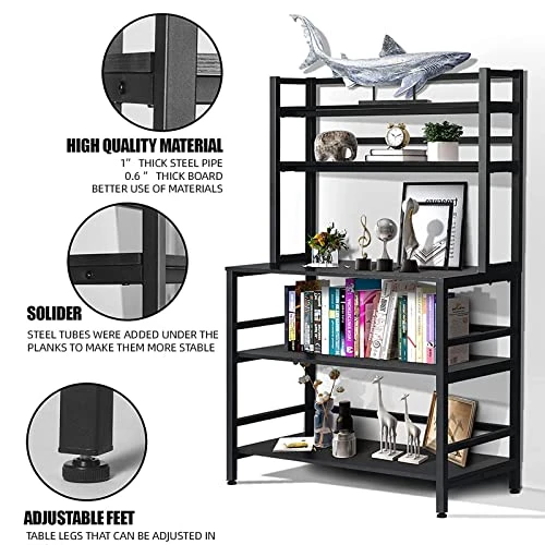 Rotihom Bakers Rack, Industrial Microwave Oven Stand With Shelf, Kitchen Utility Storage Shelf, Coffee Station, Bakers Racks For Kitchens With Storage, Rustic Brown/Black (Style 1 -Black) 4 Rotihom Bakers Rack, Industrial Microwave Oven Stand With Shelf, Kitchen Utility Storage Shelf, Coffee Station, Bakers Racks For Kitchens With Storage, Rustic Brown/Black (Style 1 -Black) - Image 4