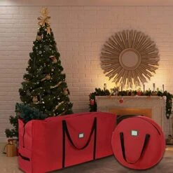 Christmas Tree Wreath Storage Bag, 2 Pack Container Bags Fits Up To 9 Foot Large Artificial Xmas Tree & 30" Holiday Garland Wreaths, 600D Waterproof Oxford Durable Handles & Sleek Zipper & Card Slot -Songmics Furniture Shop 51f2xFFyRDL