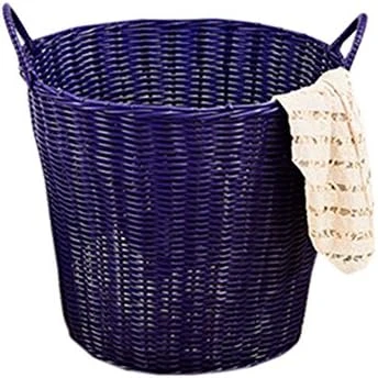 Solid Color Dirty Clothes Basket Woven Storage Baskets Plastic Rattan Toy Storage Box Woven Laundry Basket (Coffee) 7 Solid Color Dirty Clothes Basket Woven Storage Baskets Plastic Rattan Toy Storage Box Woven Laundry Basket (Coffee) - Image 7