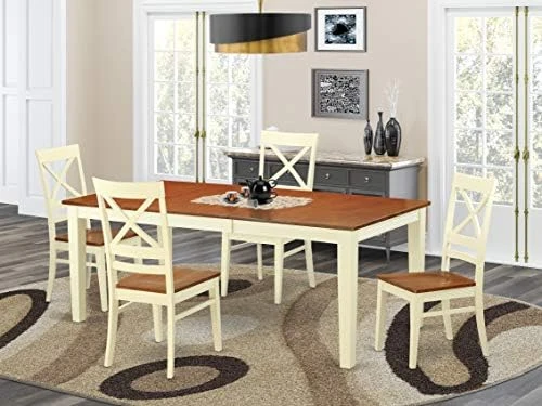 East West Furniture QUIN9-WHI-W Dining Table Set, 9-Piece 6 East West Furniture QUIN9-WHI-W Dining Table Set, 9-Piece - Image 6