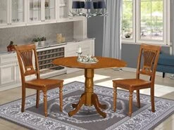 East West Furniture DLPL3-SBR-W Dining Table Set