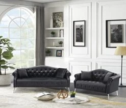 HomSof 2 Pieces Velvet Living Room Set, Classic Chesterfield Sofa Loveseat And 3 Couch With Button Tufted And Rolled Arms, 4 Pillows Included, 5 Seater, Beige(5-Seater) -Songmics Furniture Shop 51f3v7Q0uL. AC