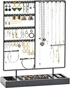 ProCase Jewelry Holder Organizer Earring Stand, 144 Holes Stud Earring Display Rack Necklace Storage Tower With Removable Wood Ring Tray -Black 15 ProCase Jewelry Holder Organizer Earring Stand, 144 Holes Stud Earring Display Rack Necklace Storage Tower With Removable Wood Ring Tray -Black -Songmics Furniture Shop 51f4VHwFWwL. AC