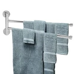 Wifehelper Swivel Towel Bar Bathroom Wall Mounted Towel Rack Swing Out Rotating Hanger Towel Holder Storage Organizer Space Saving For Bathroom(2 Arms)