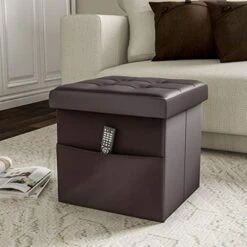Lavish Home Foldable Storage Cube Ottoman With Pockets – Multipurpose Footrest Organizer For Bedroom, Living Room, Dorm Or RV (Pair, Linen Brown), -Songmics Furniture Shop 51f8O7TzAIL. AC