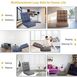 FLOGUOR 6-Position Adjustable Floor Chair With Back Support Adult Padded Floor Seats For Gaming Meditation Indoor Chaise Lounge Chair For Living Room, Bedroom JT8858-GR-US -Songmics Furniture Shop 51fCROAu7SL