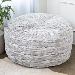 Jaxx 5 Foot Saxx Bean Bag Chair For Adults - Luxe Faux Fur, Silver Fox -Songmics Furniture Shop 51fEfl2B8nL
