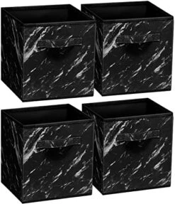 Sorbus Fabric Foldable Storage Cubes Organization Bins, Great For Home Organization, Living Room, Cube Storage Bins, For Closet, Nursery, Playroom, College Dorm, Marble Print Fabric (4, Pack, White) -Songmics Furniture Shop 51fGXgsKZ8S. AC