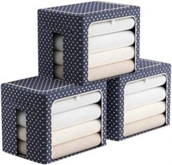 3 Pack Clothes Storage Organizer Bins - Foldable Metal Frame Storage Bins Stackable Oxford Cloth Fabric Container Organizer Set With Carrying Handles And Clear Window (Medium-36L, Dark Grey) -Songmics Furniture Shop 51fNKdeOd8L. AC