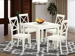 EAST WEST FURNITURE 5 Pc Small Kitchen Table Set And 4 Hard Wood Dining Chairs. In Linen White -Songmics Furniture Shop 51fRbRG7J5L. AC
