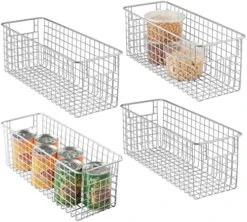 MDesign Shallow Metal Wire Basket For Storage Pantry - Kitchen Organization Basket With Handles - Bin Basket For Organizing Cabinets Or Countertop - Concerto Collection - 4 Pack - Bronze 24 MDesign Shallow Metal Wire Basket For Storage Pantry - Kitchen Organization Basket With Handles - Bin Basket For Organizing Cabinets Or Countertop - Concerto Collection - 4 Pack - Bronze -Songmics Furniture Shop 51fSjNHDG L. AC