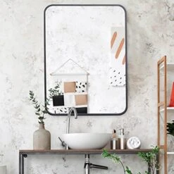 ZenStyle Black Metal Framed Rectangular Wall Mirror 22" X 30" Bathroom Mirror With Peaked Trim For Entryways, Bathrooms, Living Rooms 14 ZenStyle Black Metal Framed Rectangular Wall Mirror 22" X 30" Bathroom Mirror With Peaked Trim For Entryways, Bathrooms, Living Rooms -Songmics Furniture Shop 51fT4x04yOL. AC