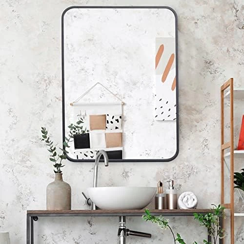 ZenStyle Black Metal Framed Rectangular Wall Mirror 22" X 30" Bathroom Mirror With Peaked Trim For Entryways, Bathrooms, Living Rooms 6 ZenStyle Black Metal Framed Rectangular Wall Mirror 22" X 30" Bathroom Mirror With Peaked Trim For Entryways, Bathrooms, Living Rooms - Image 6