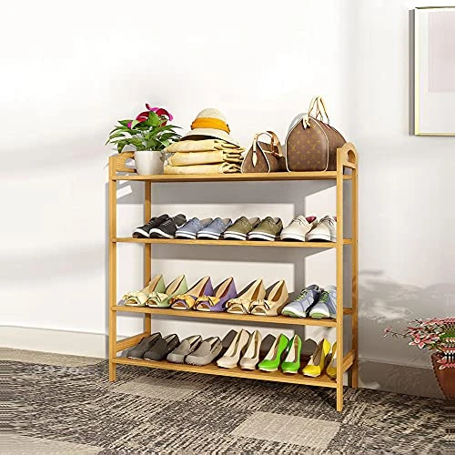 W.CABIN 4 Tier Bamboo Shoe Rack,Shoe Organizer Free Standing Entryway Shoe Tower Shelf,Multi-function Storage Organizer Boots Storage Shelf Home Furniture Modern,Bamboo 2 W.CABIN 4 Tier Bamboo Shoe Rack,Shoe Organizer Free Standing Entryway Shoe Tower Shelf,Multi-function Storage Organizer Boots Storage Shelf Home Furniture Modern,Bamboo - Image 2
