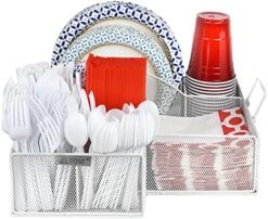 ELTOW Countertop Silverware Caddy W/Handle, 8 Compartment Paper Plate & Cutlery Caddy For Plates, Bowls, Forks, Spoons, Knives, Napkins, Flatware & Utensil Holder For Party, Picnic, Home, RV - Black 15 ELTOW Countertop Silverware Caddy W/Handle, 8 Compartment Paper Plate & Cutlery Caddy For Plates, Bowls, Forks, Spoons, Knives, Napkins, Flatware & Utensil Holder For Party, Picnic, Home, RV - Black -Songmics Furniture Shop 51fcS69Vo1L. AC